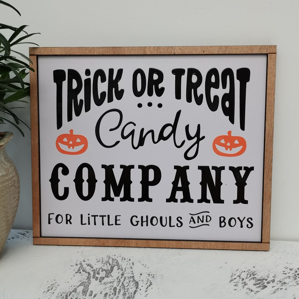 Halloween Trick or Treat 3D Sign Farmhouse Decoración de bandeja escalonada