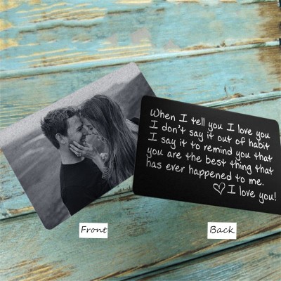 Tarjeta de cartera con mensaje personalizado con foto Love Note regalo de aniversario para él ella