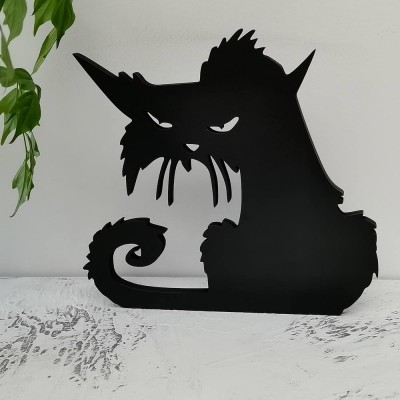 Angry Cat Sign Halloween Home Tier Bandeja Decoración