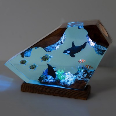 Orcas y tortuga resina luz nocturna regalo de Navidad regalo de Navidad