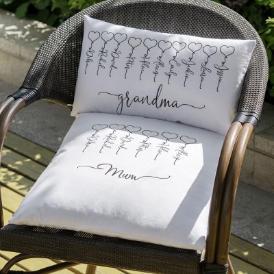 Almohada familiar personalizada con grabado de 1 a 16 nombres para regalo de mamá