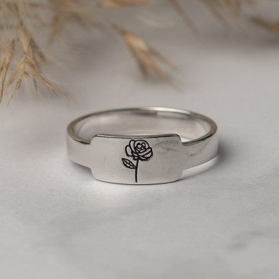 Regalo personalizado del anillo del mes de la flor del nacimiento de la familia para ella