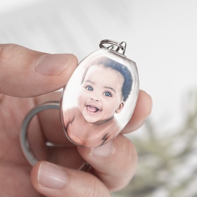 Llavero de cristal personalizado con foto, regalo personalizado para bebés y niños
