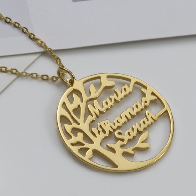 Collares grabados con nombre de árbol genealógico personalizado para regalo de abuela y mamá
