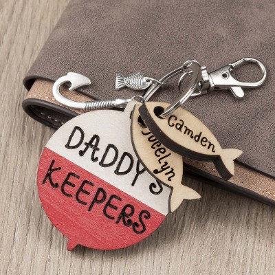 Regalo del día del padre personalizado 1-10 llavero de pesca grabado con nombre Daddy Dad Grampa's Keepers