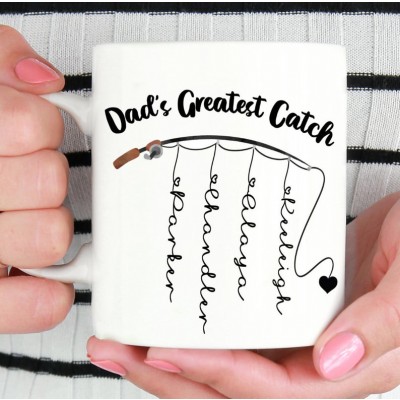 Taza de café personalizada El mejor regalo de pesca de pesca de papá con nombre personalizado para niños