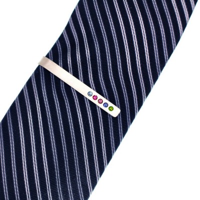 Clips de corbata grabados con nombre de hombre personalizado con piedra de nacimiento para él regalo del día del padre