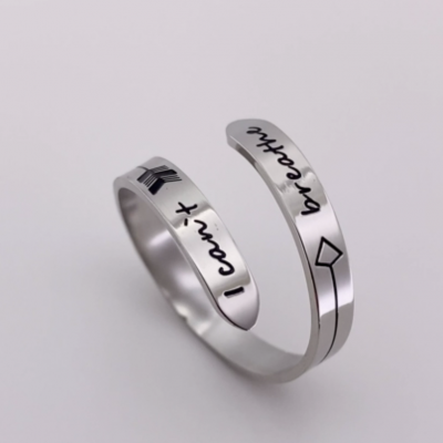 Regalo de aliento de anillo de grabado ajustable de plata esterlina S925