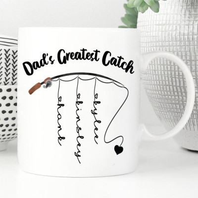 Taza de café personalizada El mejor regalo de pesca de pesca de papá con nombre personalizado para niños