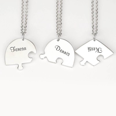 Collar con nombre personalizado de plata en forma de corazón de 1 a 7 piezas para la familia