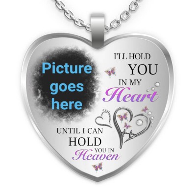 I'll Hold You In My Heart Collar con foto de corazón conmemorativo con grabado personalizado