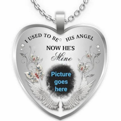 Solía ​​ser su ángel grabado personalizado collar con foto de corazón conmemorativo