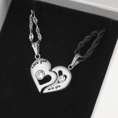 2 piezas personalizadas nombres de pareja collar magnético en forma de corazón regalos de San Valentín
