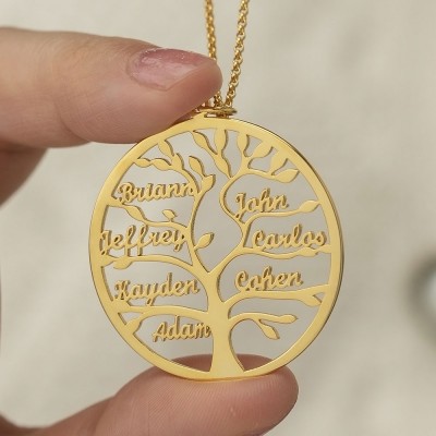 Collares personalizados con nombre de árbol genealógico grabado con regalos de 1-9 nombres