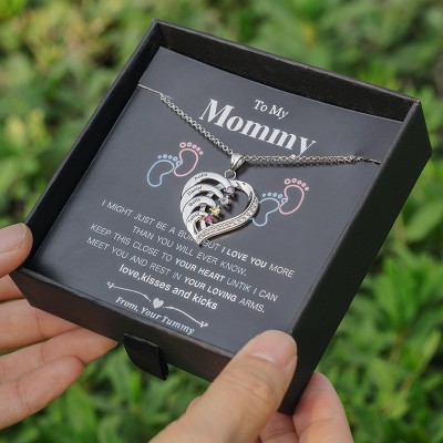 Collar de corazón personalizado de 1 a 6 nombres con regalo de piedra de nacimiento para mi mamá