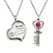 Couple's Key To My Heart Birthstone Necklace